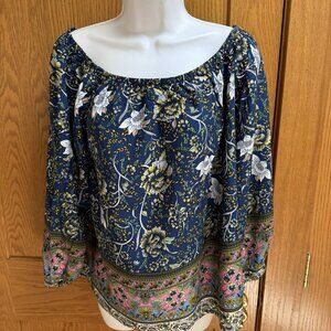 NWT Women's Crosstree Lane | Top Floral BOHO Peasant - Large - New
